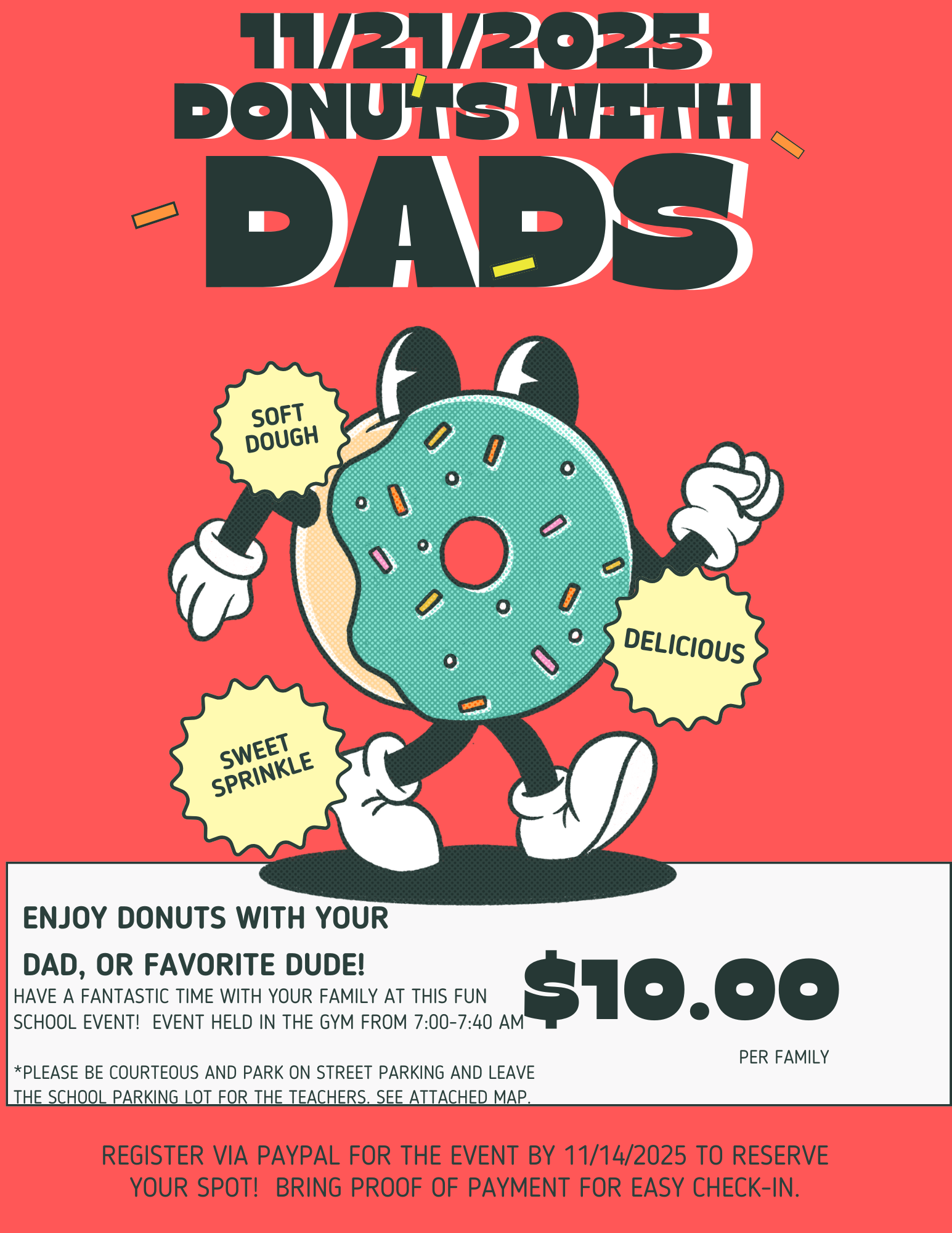 Image of donuts with dad flyer