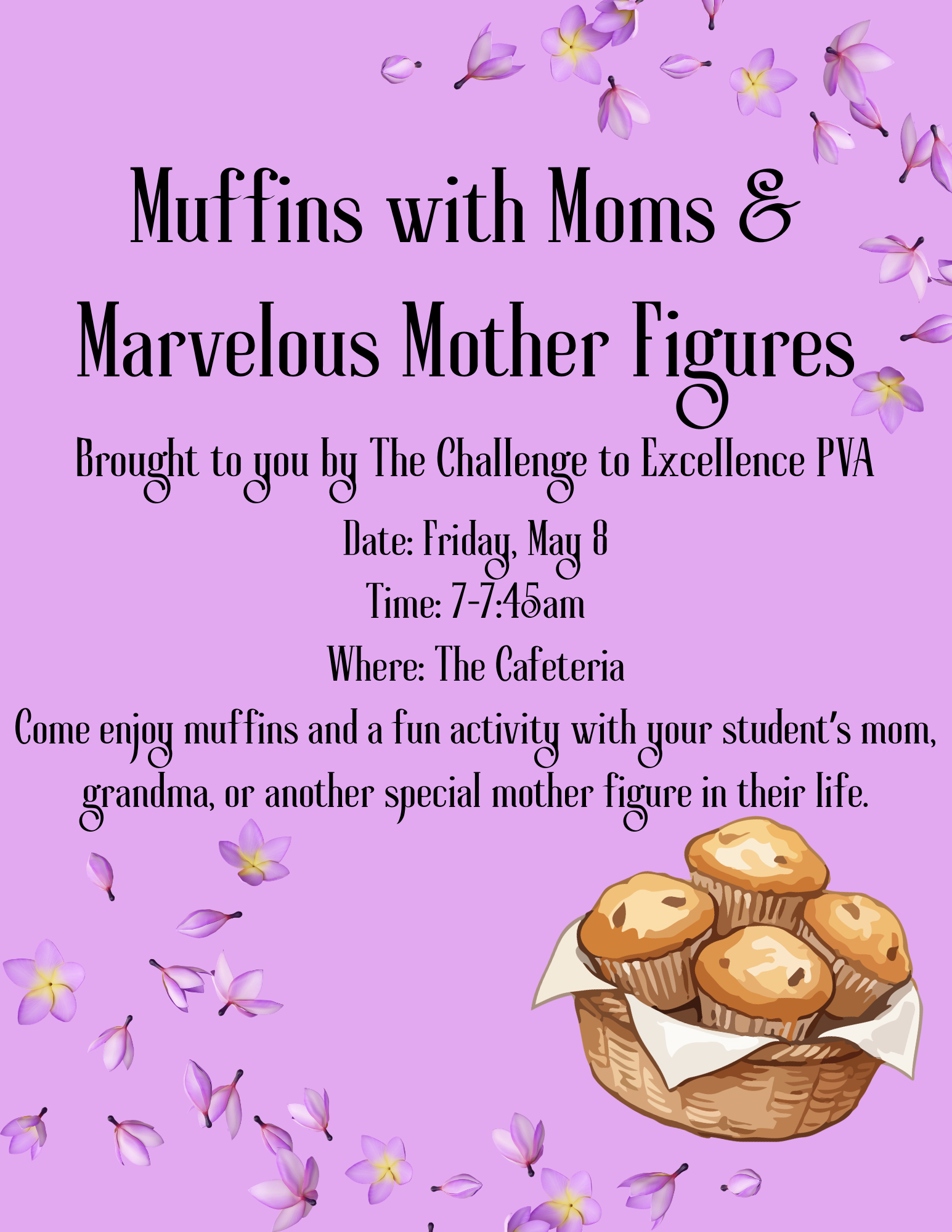 Muffins with Mom event flyer